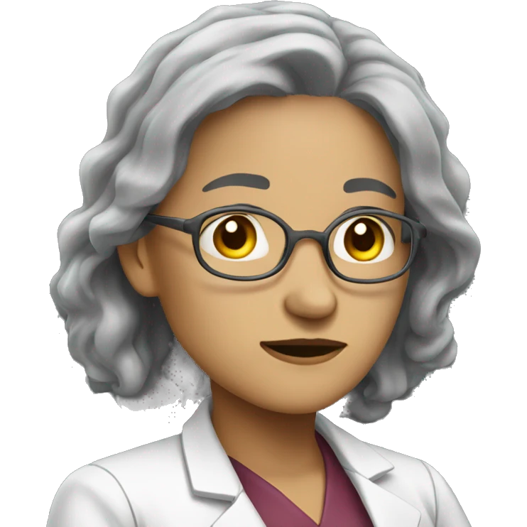 Sad female doctorlong, shoulder-length, grey hair emoji