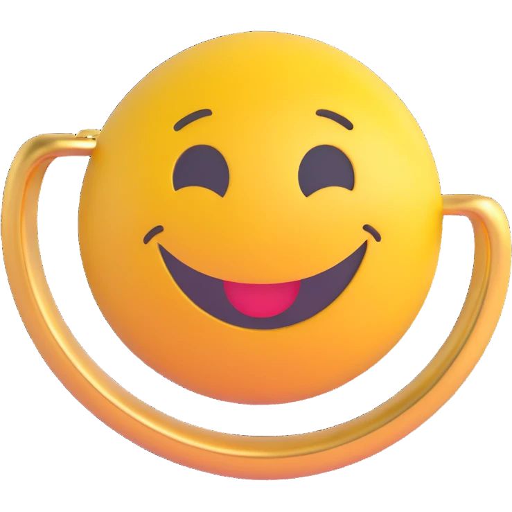 3D smiley emoji, round shape, lucky ring, lucky face emoji