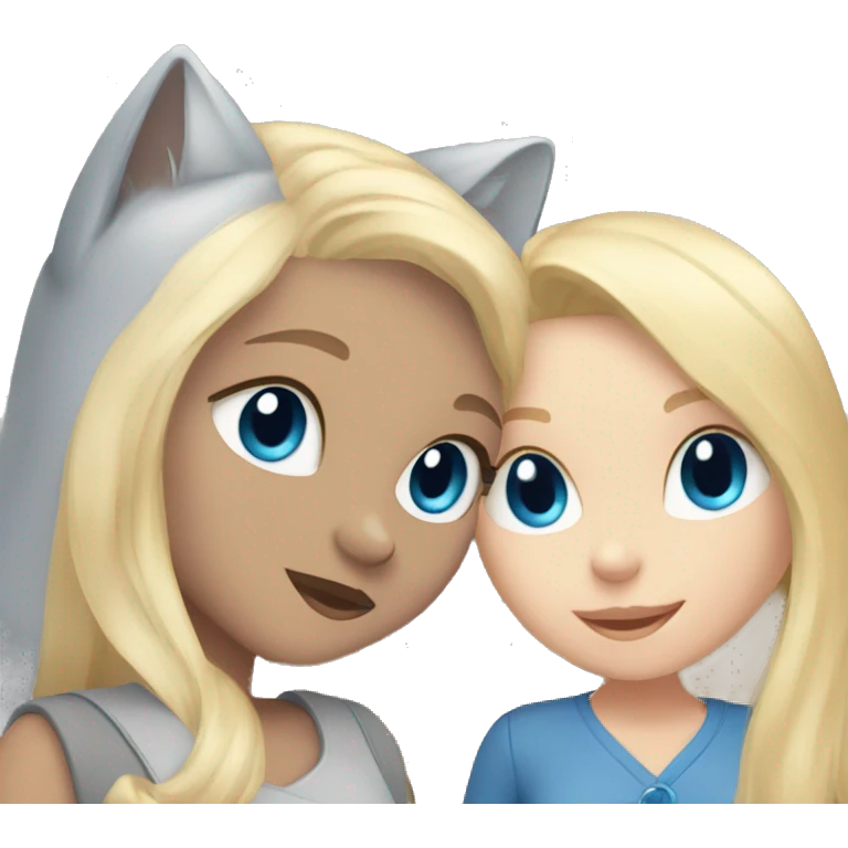 blue eyes grey kitten and blonde girl friends emoji