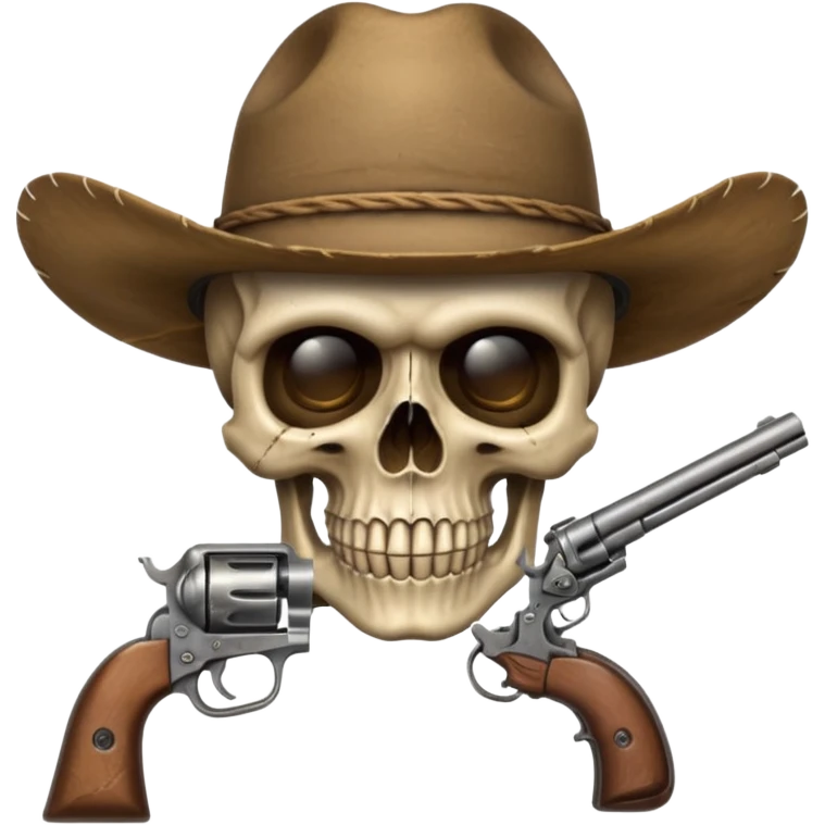 A skull with a vowboy hat and a gun emoji