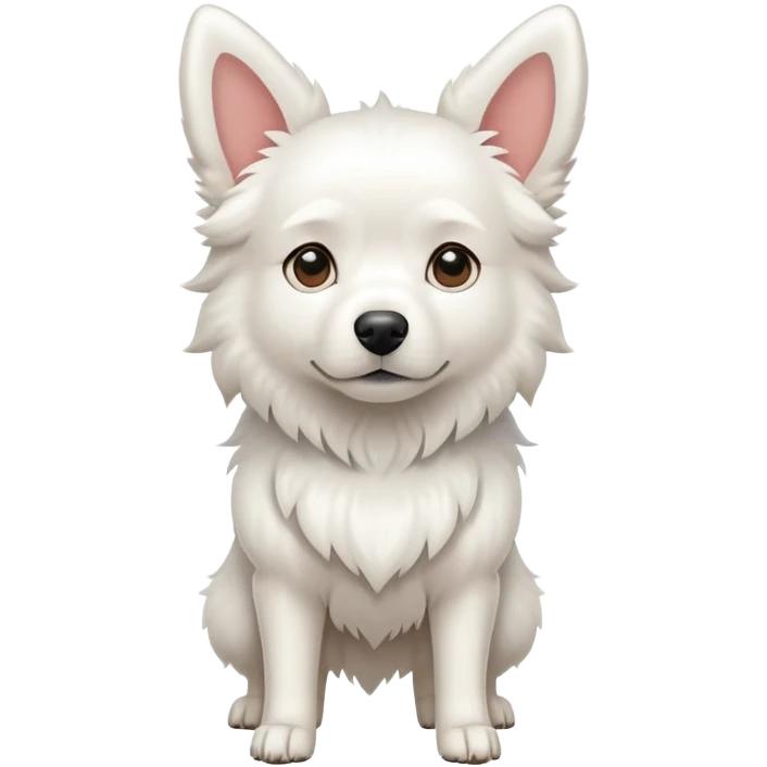 Full body shot of white Moody dog ​​with pointed ears emoji