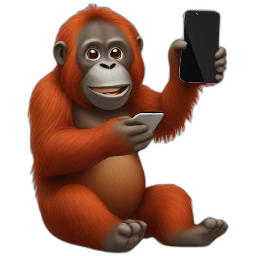 orangutan holding an Iphone emoji
