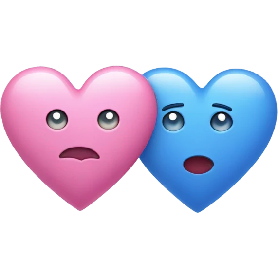 1 heart pink and 1 heart blue emoji