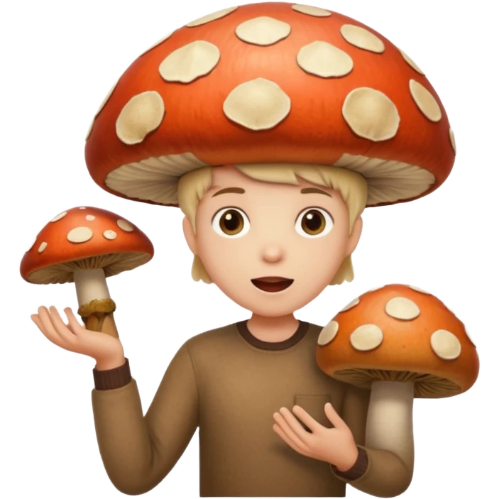 Mushroom petting a surprised human emoji