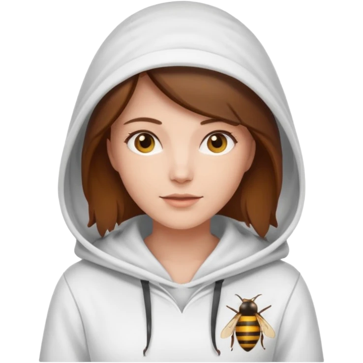 female bee keepers with brown hair, white outfit, white hood emoji