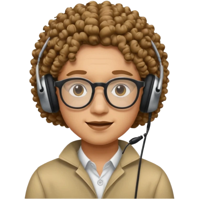 headphone and spectacles, no microphone, curly emoji