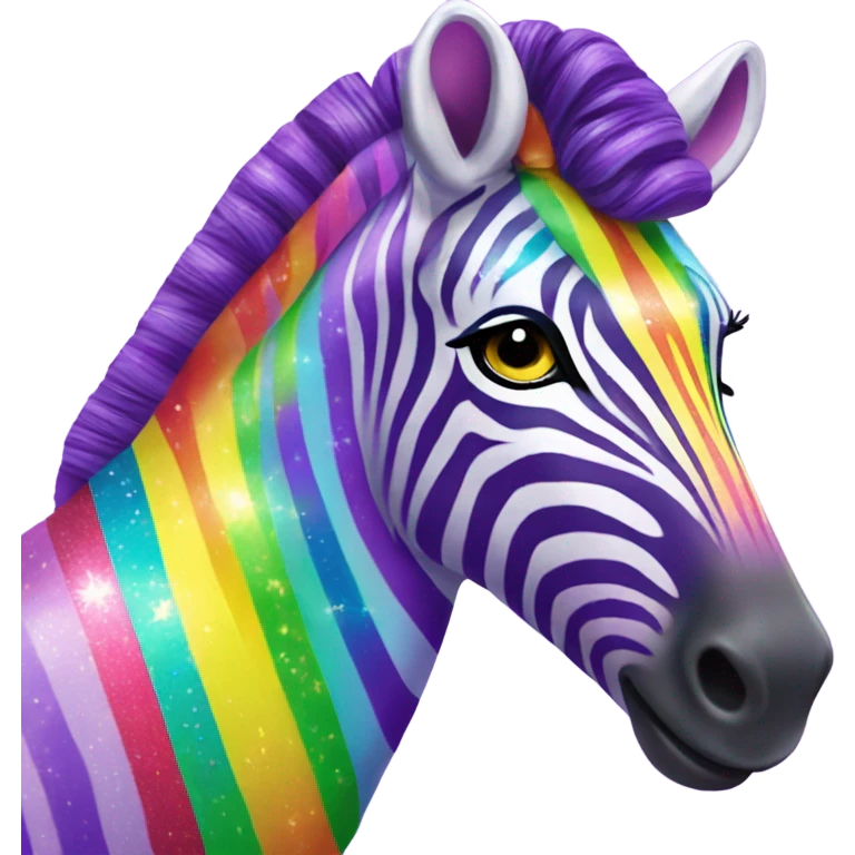 Lisa frank rainbow zebra with glitter purple stripes emoji