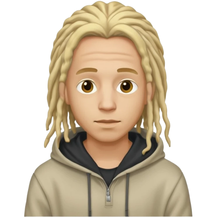 blonde long dreadlocks man with hoodie emoji