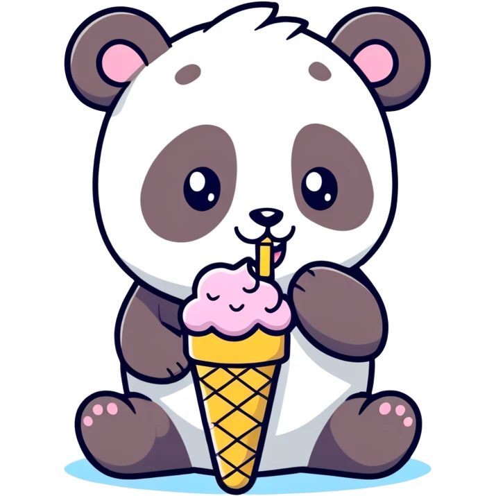 Panda eating ice cream emoji