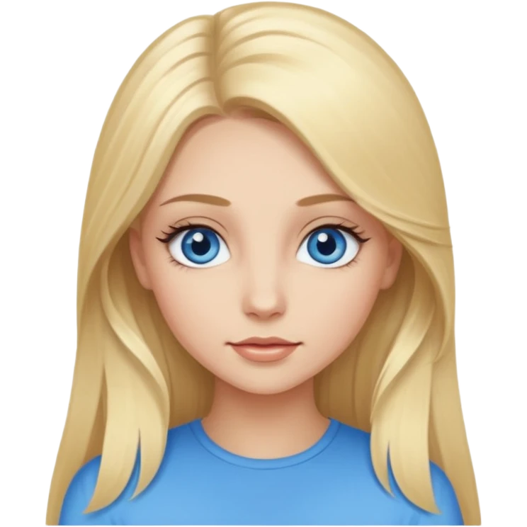 Fille jolie aux cheveux longs blonds, long cils  et yeux bleus.  emoji