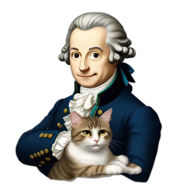 Mozart avec un chat sur la tête emoji