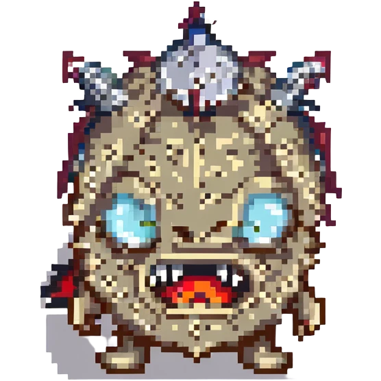 evil schnitzel, spiky outline, mischievous face emoji