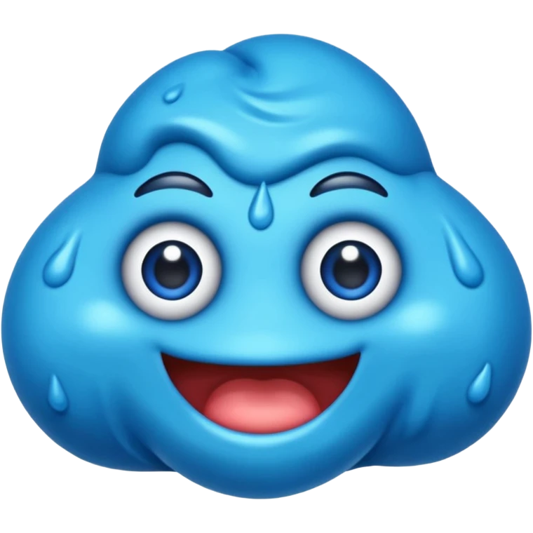 emoji con una textura irregular como un slime y con diferentes tonos de azul sin ojos emoji