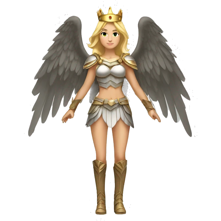 Blond Valkyrie full body with crown with wings emoji