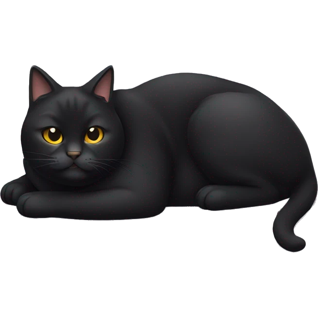 Fat black cat lays on back emoji