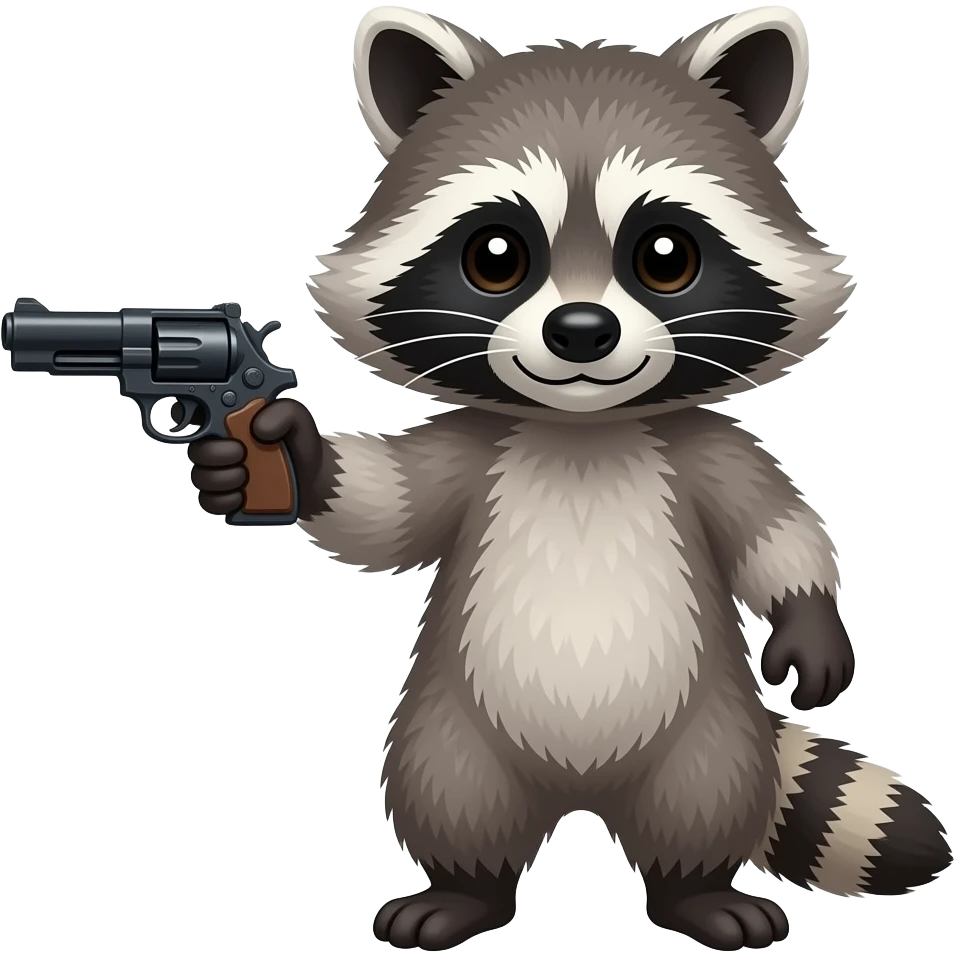 raccoon with a pistol emoji