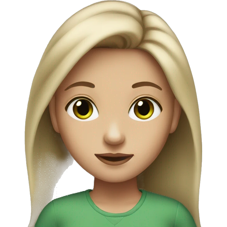 Girl with green eyes and dark blonde hair  emoji