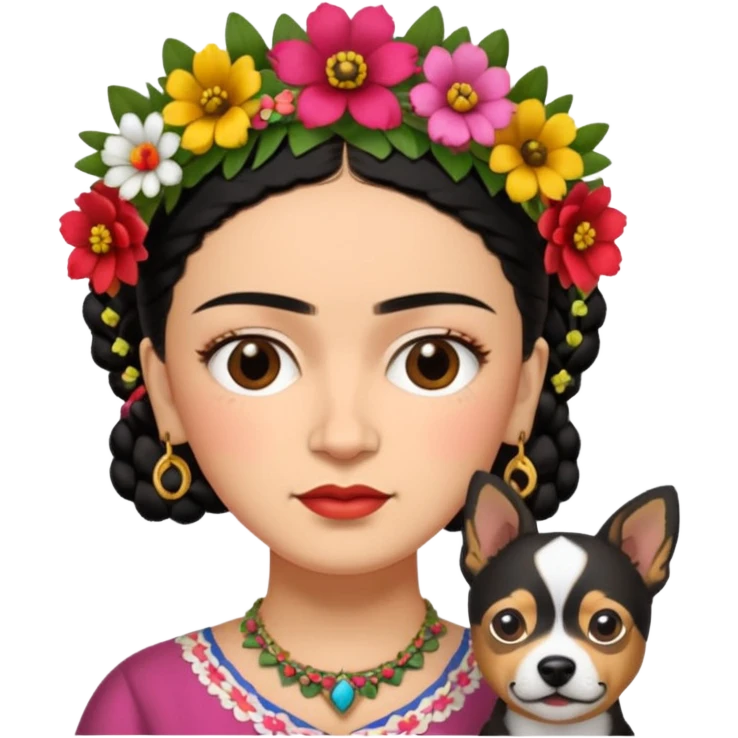Frida Kahlo with dog emoji