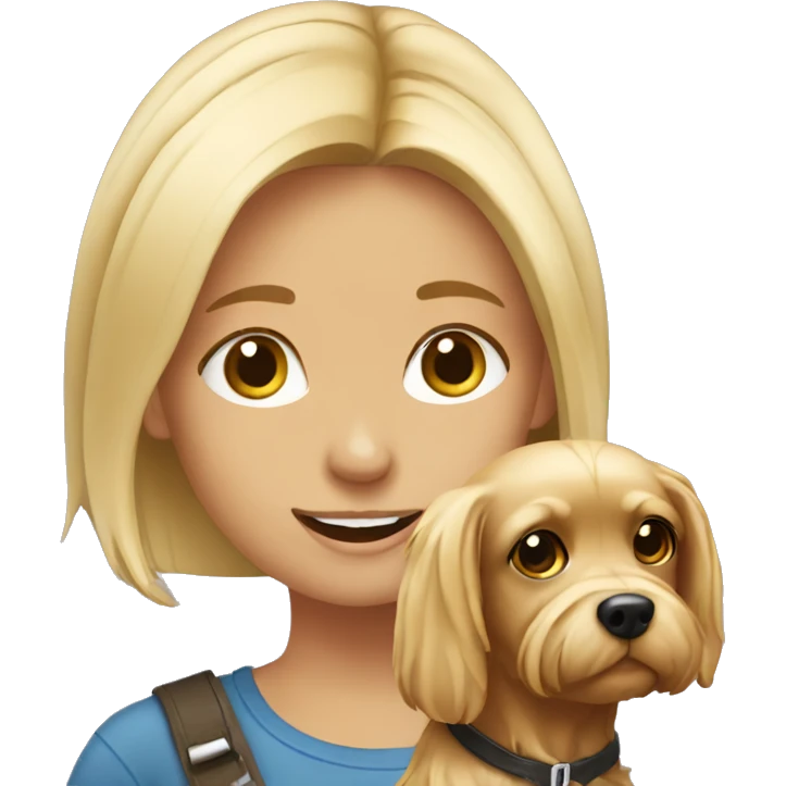 Blond girl with dog Yorkshire emoji