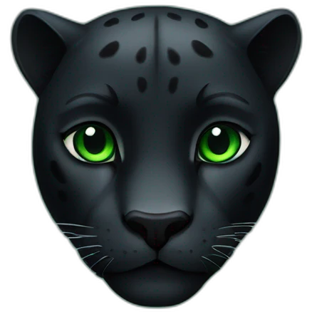 make an emoji of an animal black panther with green eyes, with a green heart emoji
