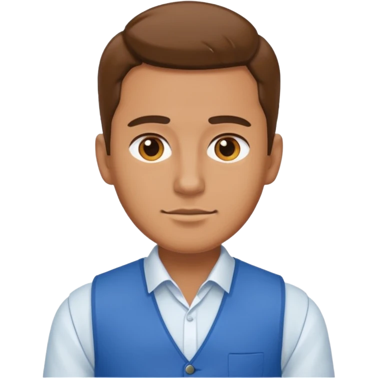 a man with a white shirt and a blue. vest emoji