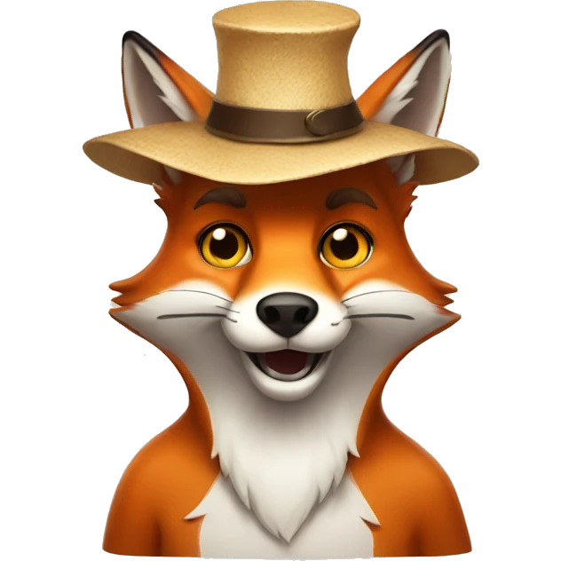 Funny fox with a hat with beer horns  emoji