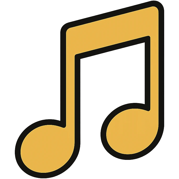 music icon in gold and black, classic style emoji