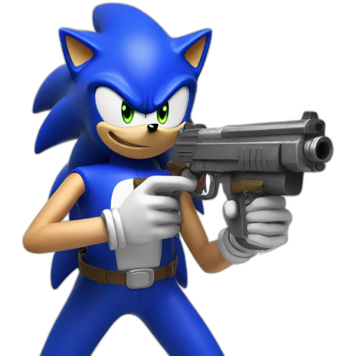 Sonic with gun emoji