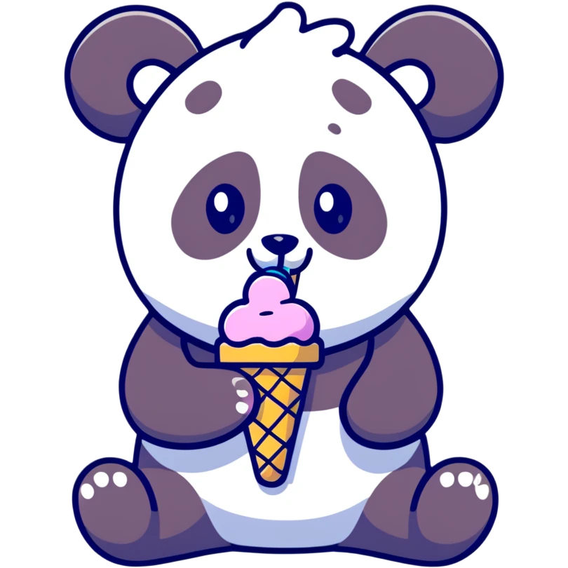 Panda eating ice cream emoji