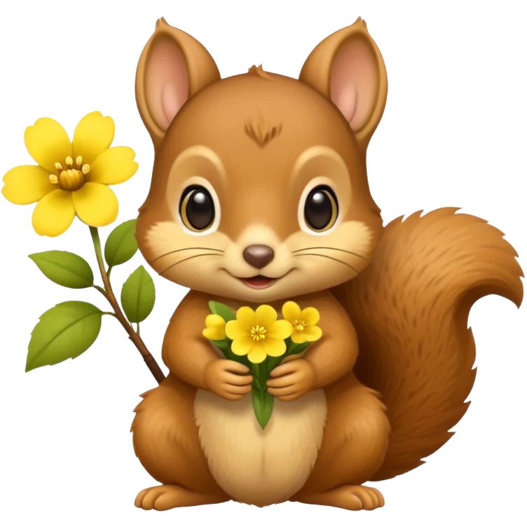 baby squirrel hold a flower emoji