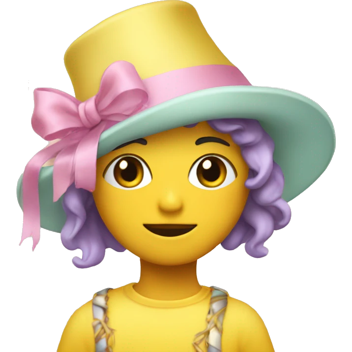 Persona amarilla con gorro de fiesta y pastel emoji