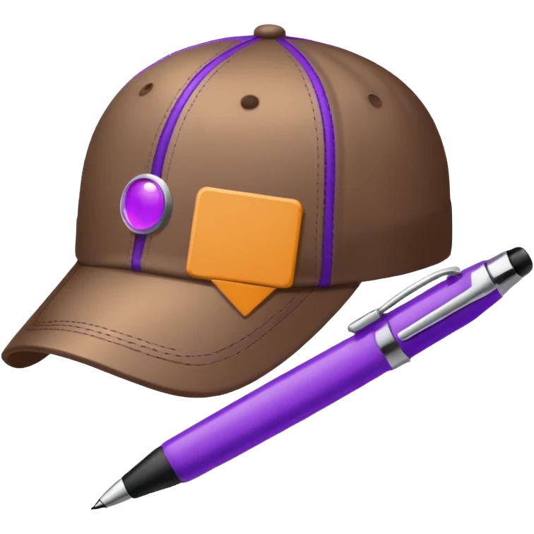 A plastic brown ball cap and the long rectangle purple. (With a pen) And looks like a BFDI style emoji