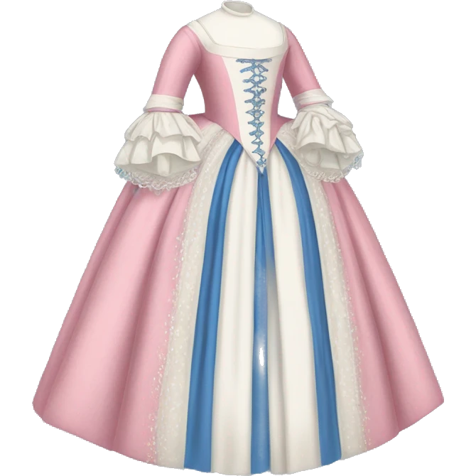 17th century gown with pink white and blue  emoji