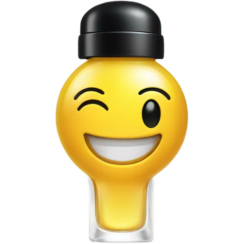 smiling perfume with black cap emoji
