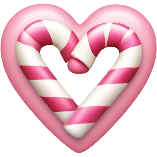 Light pink heart with candy cane emoji