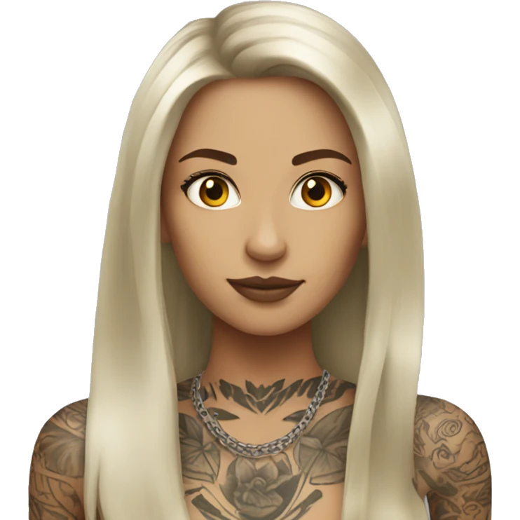 tattooed woman very attractive long hair emoji