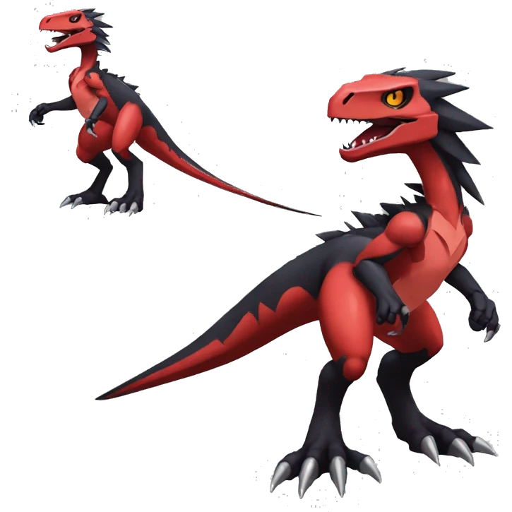  Cool Edgy Black Red Digimon-Fakemon-Guilmon-Velociraptor full body emoji