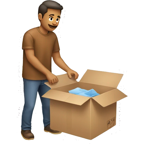 a man packing an item to a box emoji
