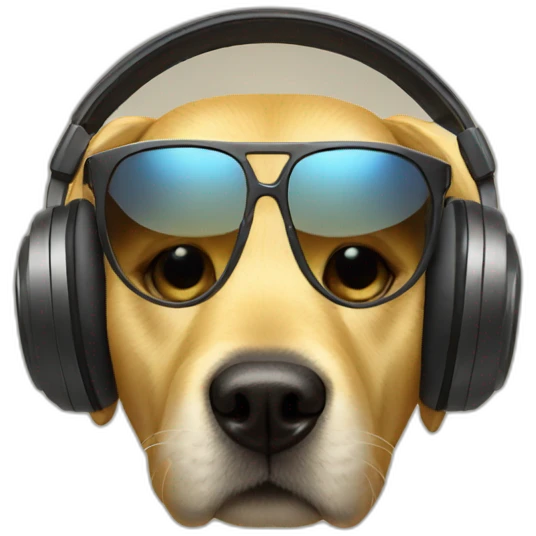 golden dog with headphones and sunglasses emoji