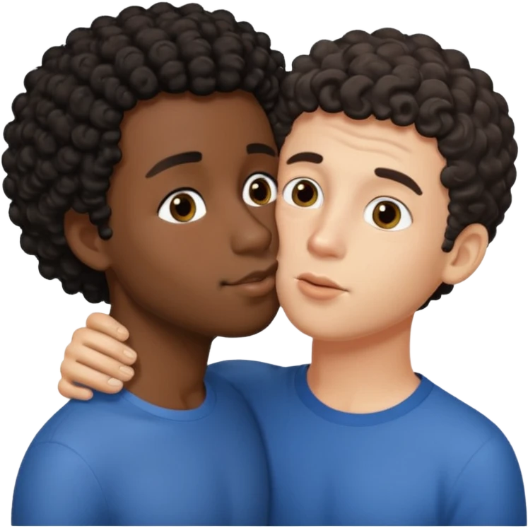 Naked shower adult black male short curly hair kissing white male dark hair, touching penis emoji