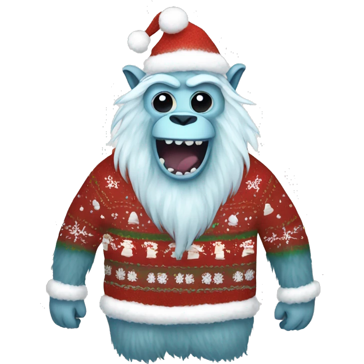 Yeti wearing ugly Xmas sweaters  emoji