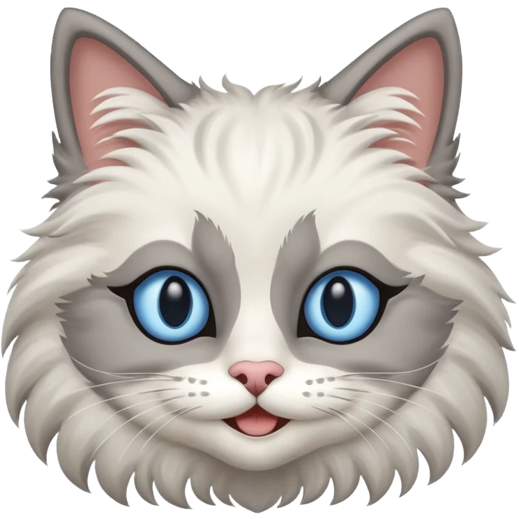 Neva masquerade cat with big blue eyes smiles  emoji
