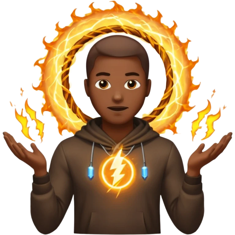 black man summoning electric emoji