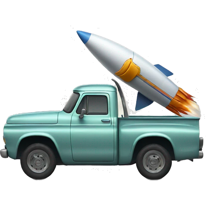pick up truck and rocket strapped emoji