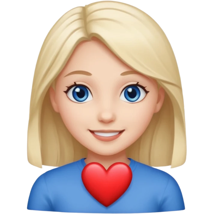 A sticker of a girl with heart-shaped dark blue eyes. emoji