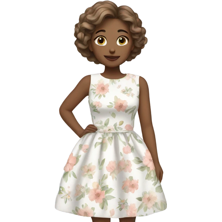 A beautiful white floral dress with pastel colors emoji