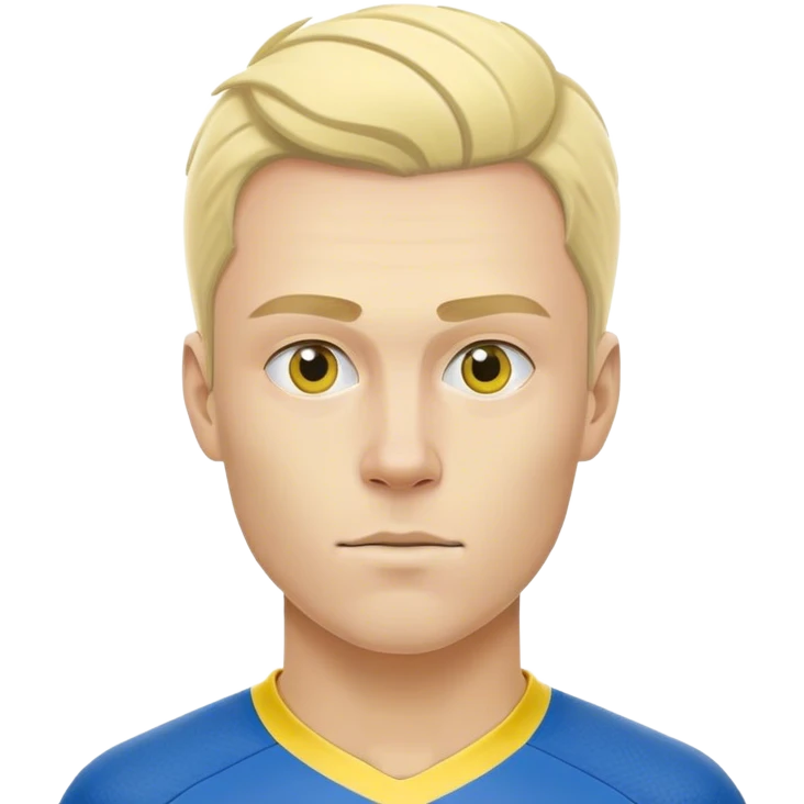 Swedish male soccer player with yellow and blue clothes and with the national flag on the chest without any sponsor emoji