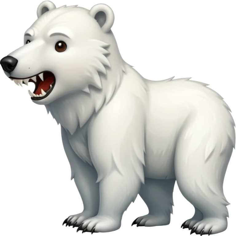 Polar bear with brown fur, saber fangs and a wolf’s tail emoji
