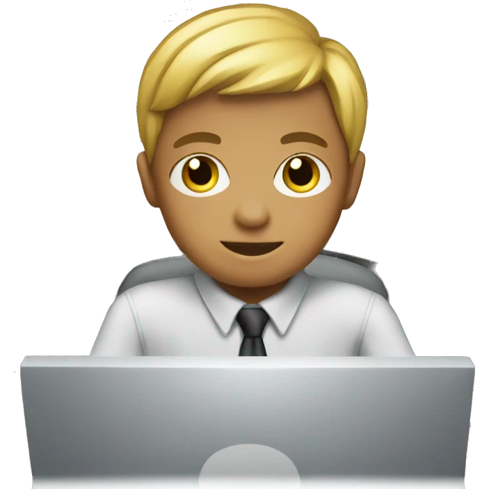 schoolboy working at computer emoji