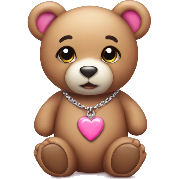 Cute teddy with a pink now necklace emoji